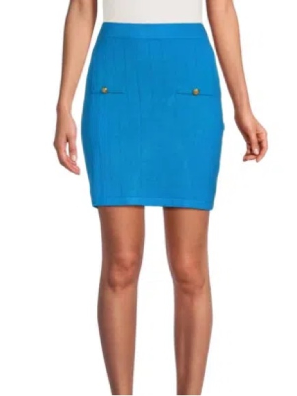 NWOT Walter Baker Bright Blue Mini Skirt with Gold Buttons